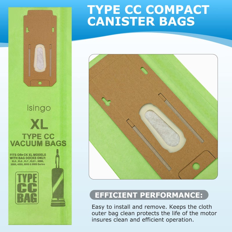 isingo 16 Pack Vacuum Bags Replacement for Oreck Type CC, Fit all Or?ck XL Upright Vacuum Cleaner, XL XL2 XL7 XL21, Replaces Part #CCPK8, CCPK8DW, Green - Image 4